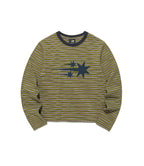 【niceghostclub】 STRIPE 3STAR TEE [ charcoal / green ]