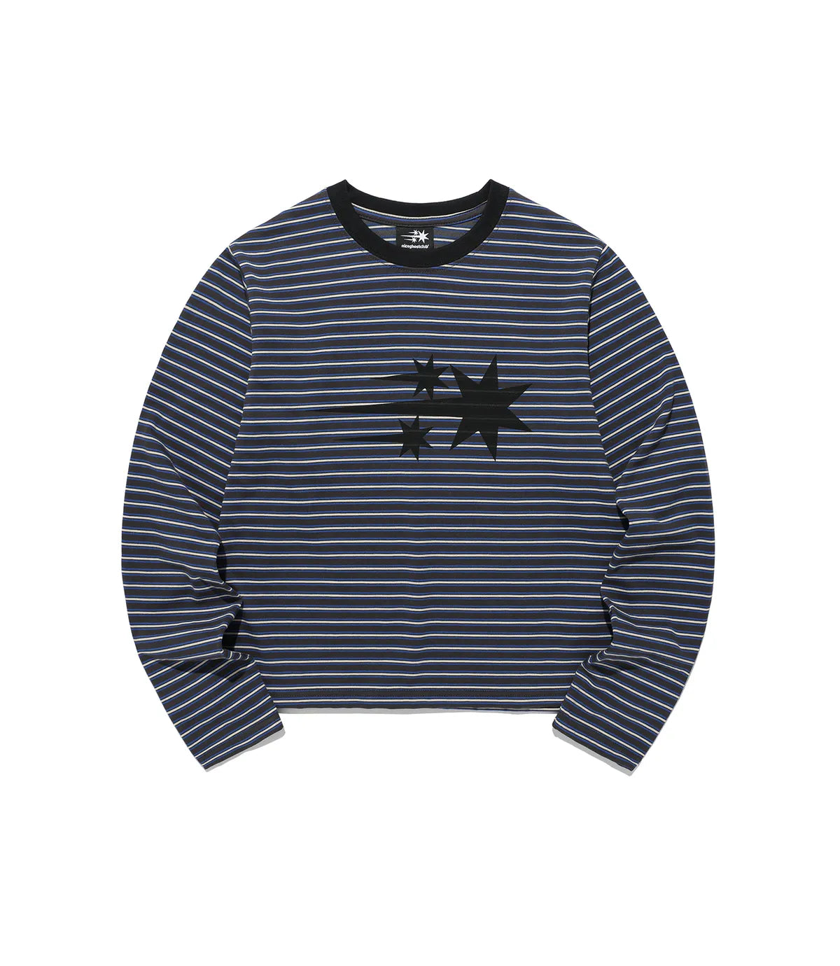 【niceghostclub】 STRIPE 3STAR TEE [ charcoal / green ]