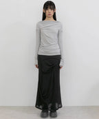 【Flare up】Drape Long Sleeve [Black / Grey]