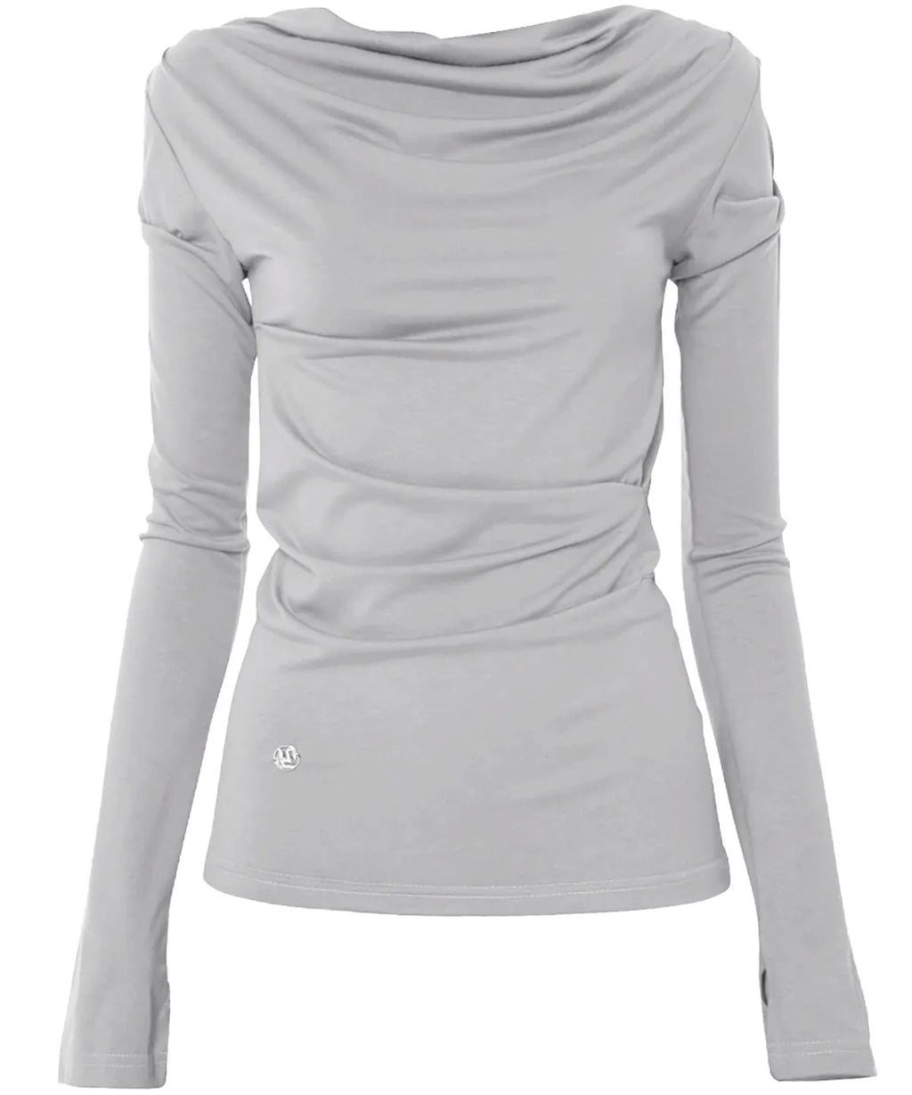 【Flare up】Drape Long Sleeve [Black / Grey]