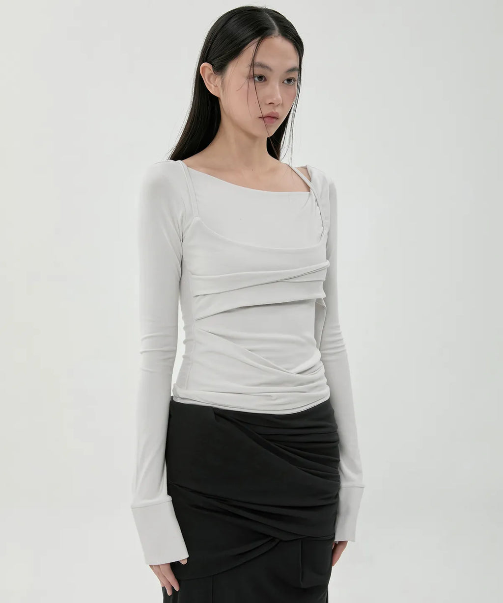 【Flare up】Layered Bustier Long Sleeve - 5 colors