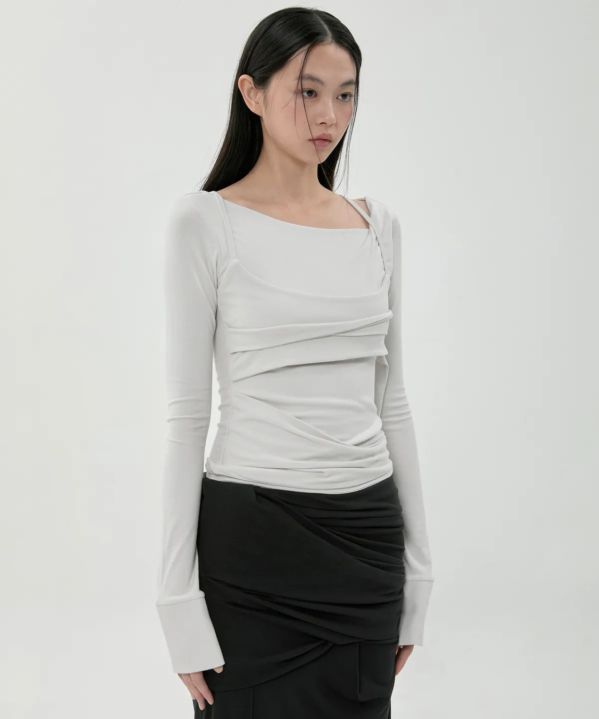 【Flare up】Layered Bustier Long Sleeve - 5 colors