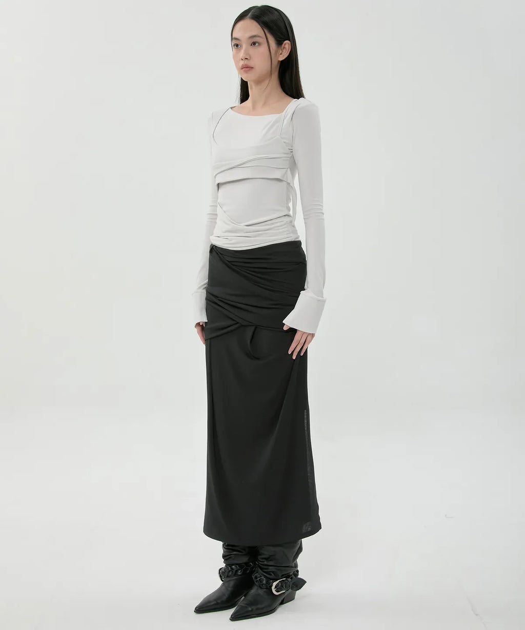 【Flare up】Layered Bustier Long Sleeve - 5 colors