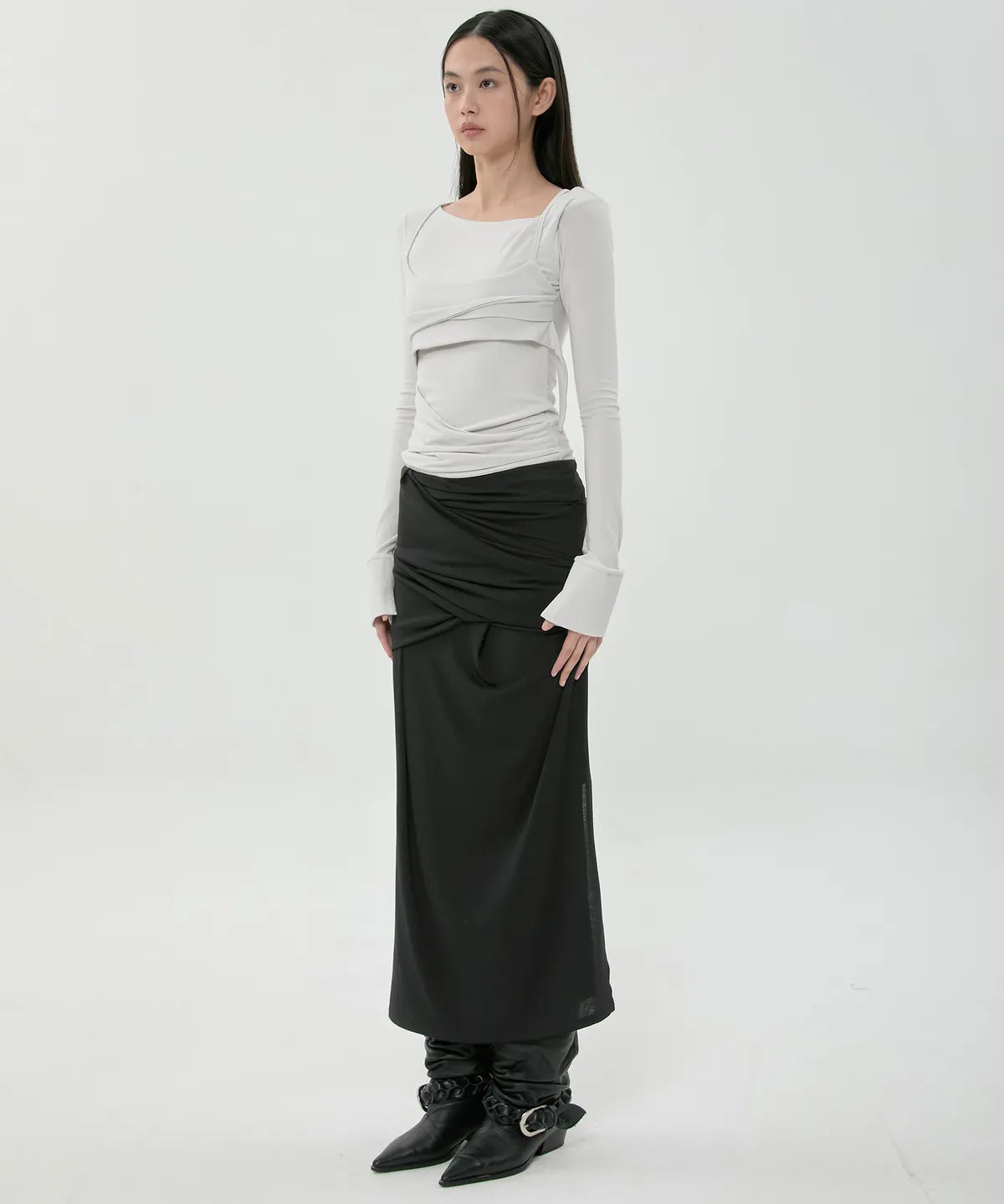 【Flare up】Layered Bustier Long Sleeve - 5 colors