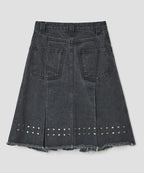 【typeservice】Stud Denim Panel Skirt [ Black ]