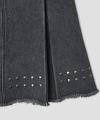 【typeservice】Stud Denim Panel Skirt [ Black ]