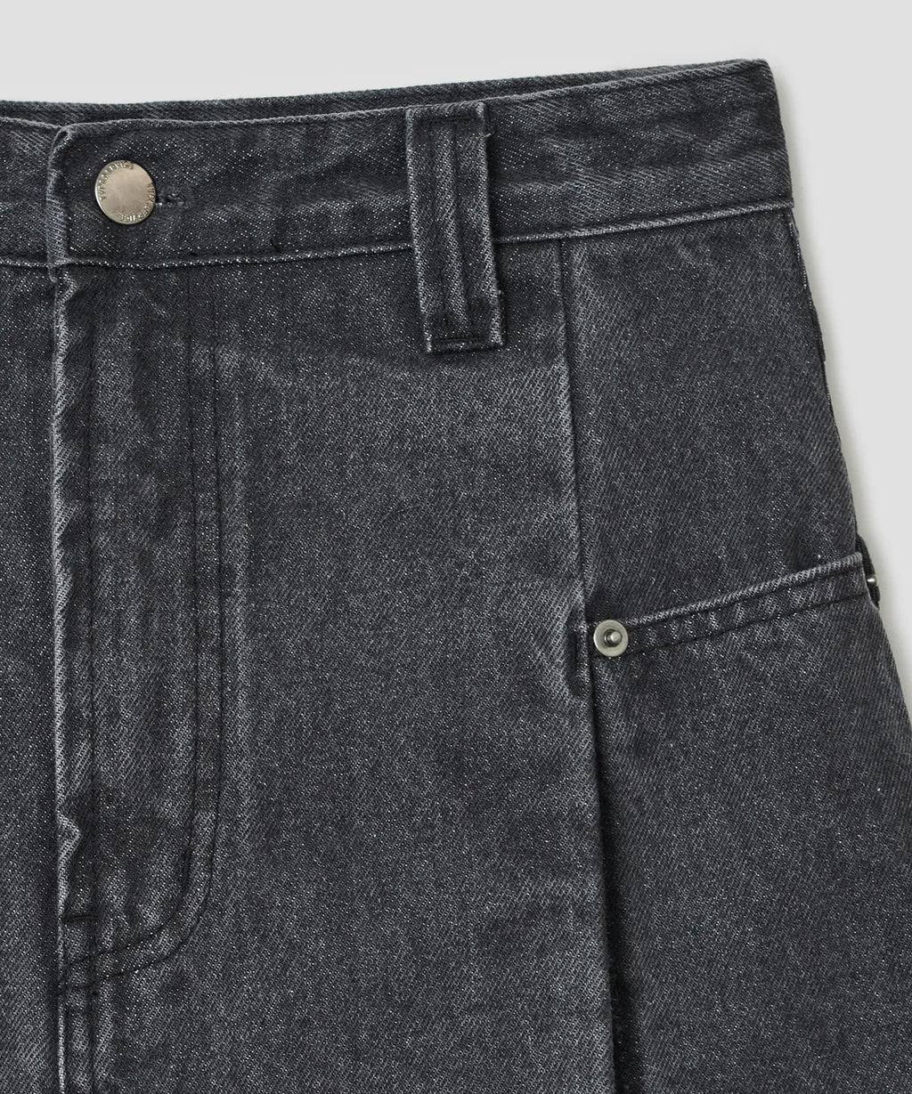 【typeservice】Stud Denim Panel Skirt [ Black ]