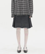 【typeservice】Stud Denim Panel Skirt [ Black ]