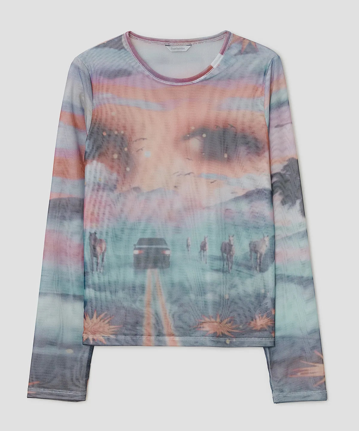 【typeservice】Sunset Eye Mesh Top [ Orange ]