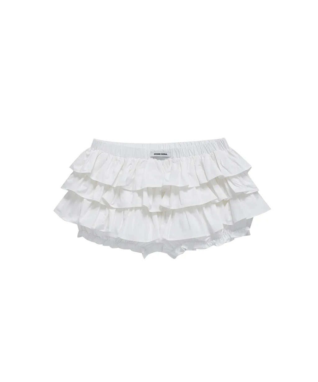 【CRANK】TIERED MICRO SKIRT PANTS [ WINE CHECK / WHITE ]