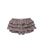 【CRANK】TIERED MICRO SKIRT PANTS [ WINE CHECK / WHITE ]