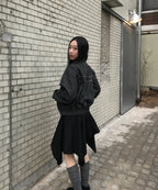 【PLACESTUDIO】反摺不規則五分裙 - 2 colors
