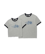 【niceghostclub】  check 3star basic ringer tee [ cream / yellow / charcoal / gray ]