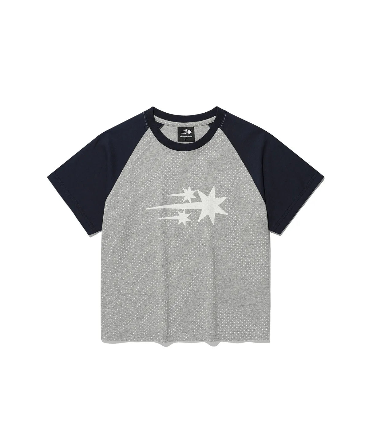 【niceghostclub】  3star dot raglan crop tee [ black / grey ]