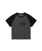 【niceghostclub】  3star dot raglan crop tee [ black / grey ]