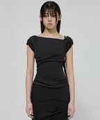 【Flare up】 Layered Bustier T-shirt [4 colors]