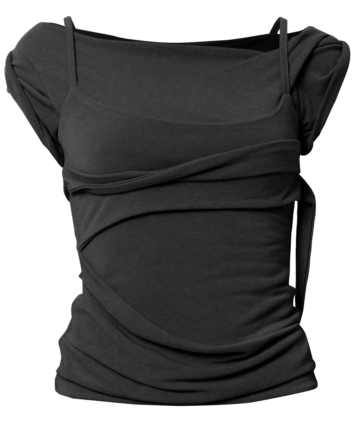 【Flare up】 Layered Bustier T-shirt [4 colors]