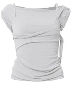 【Flare up】 Layered Bustier T-shirt [4 colors]