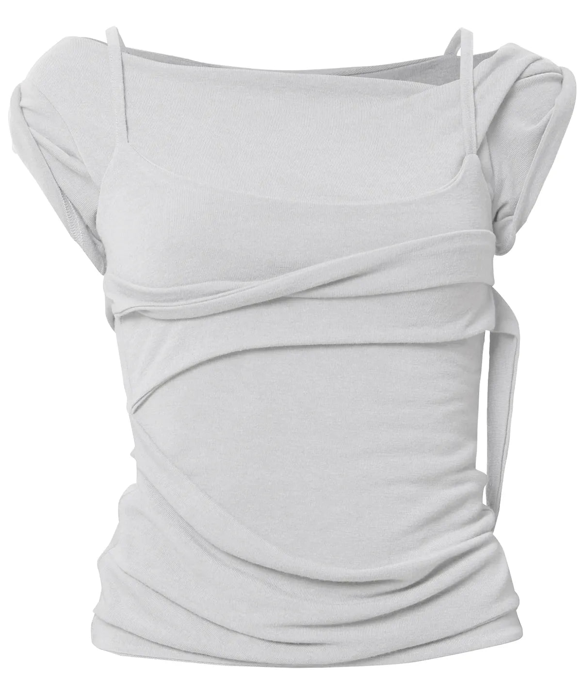 【Flare up】 Layered Bustier T-shirt [4 colors]
