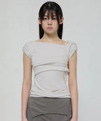 【Flare up】 Layered Bustier T-shirt [4 colors]