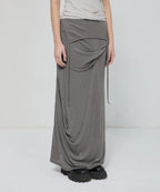 【Flare up】Asymmetrical Draped Long Skirt - 3 colors