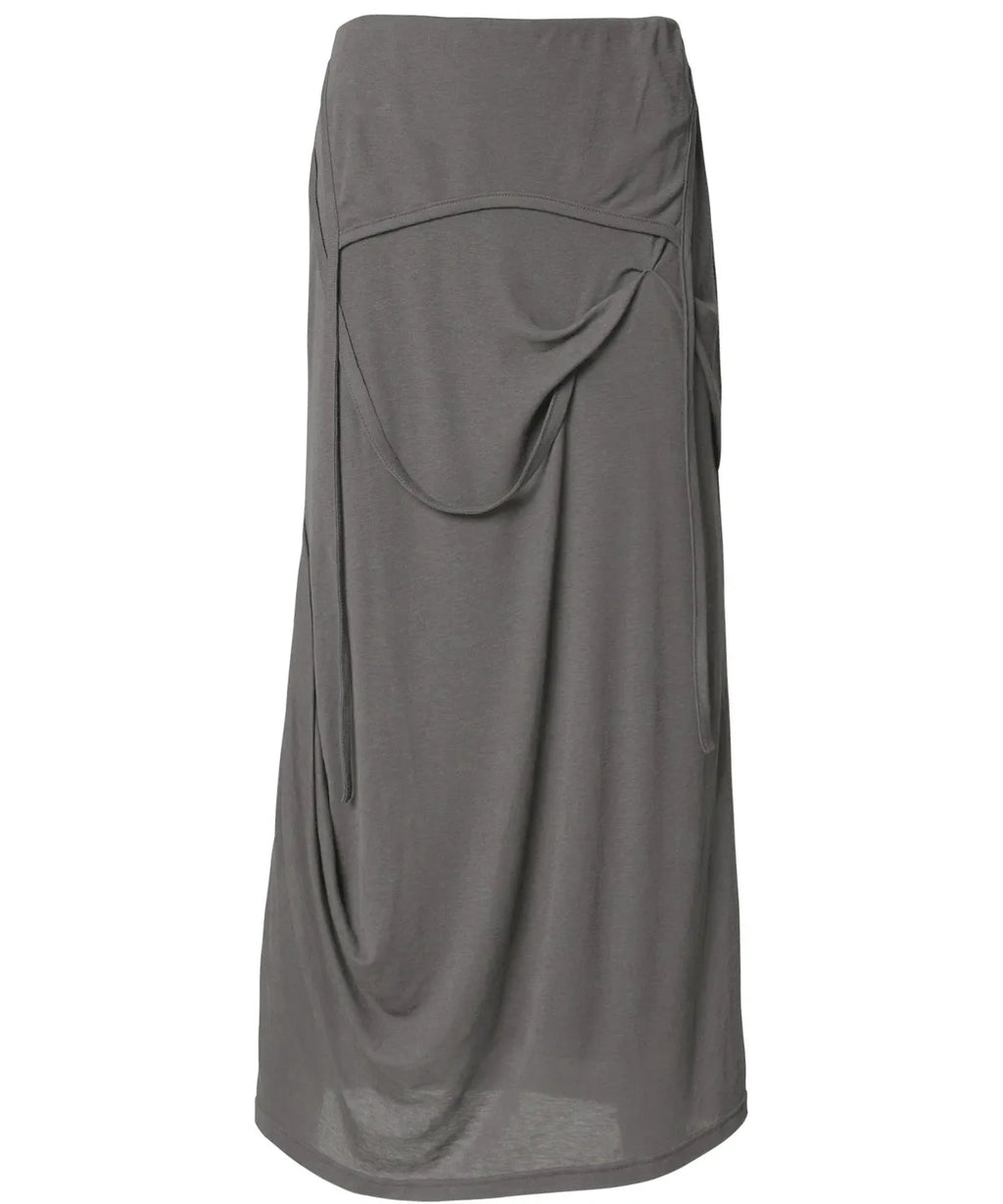 【Flare up】Asymmetrical Draped Long Skirt - 3 colors