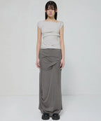 【Flare up】Asymmetrical Draped Long Skirt - 3 colors