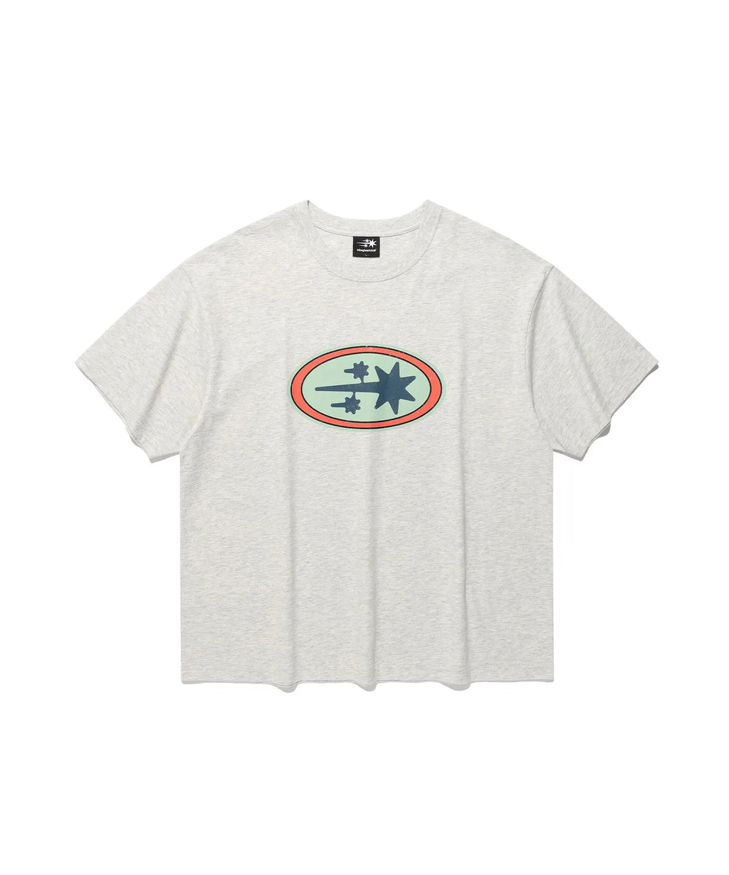 【niceghostclub】oval 3star logo tee [ charcoal / grey ]