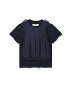 【niceghostclub】FFATS frill apron layered tee [ navy ]