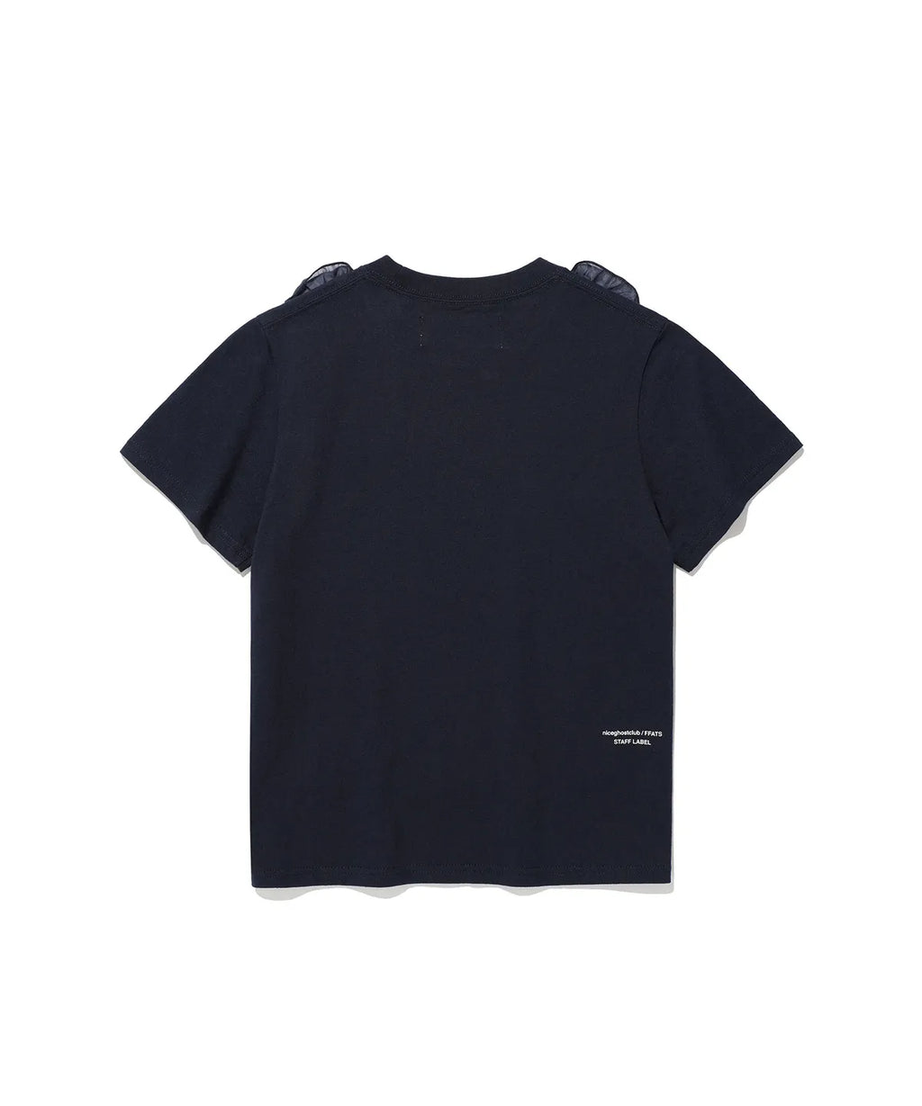 【niceghostclub】FFATS frill apron layered tee [ navy ]