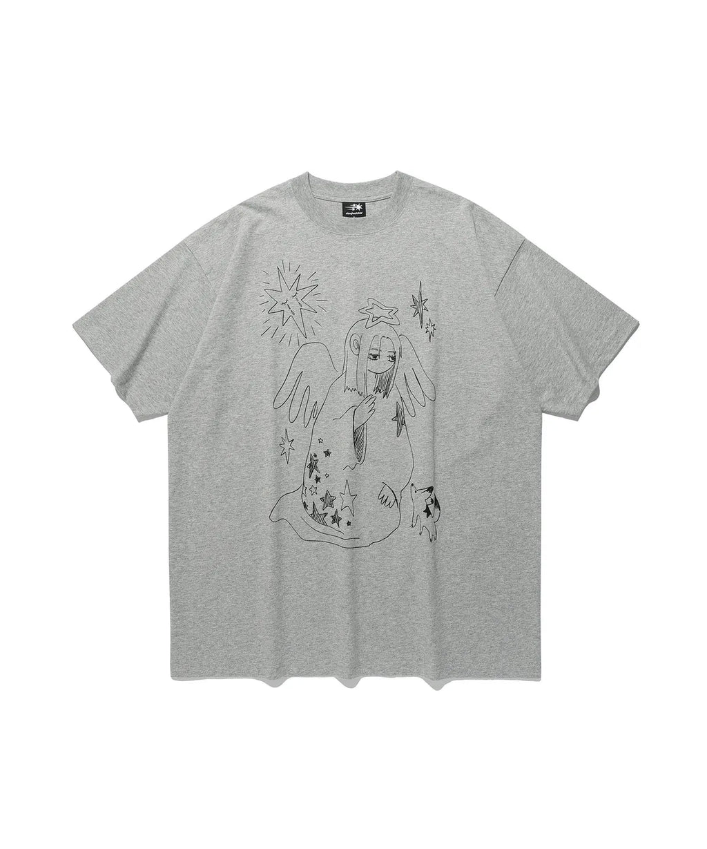 【niceghostclub】praying angel big big tee [ grey ]