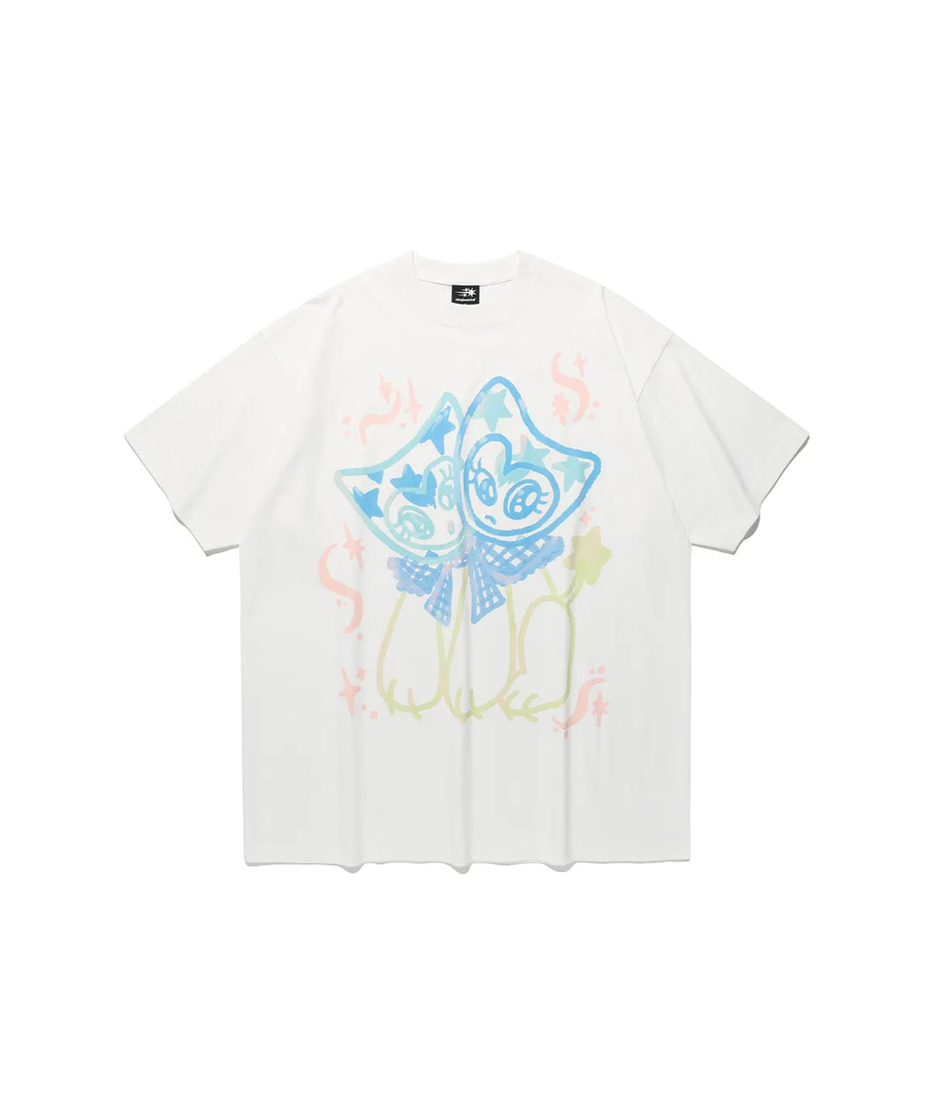 【niceghostclub】watercolor dolls big big tee [ white ]