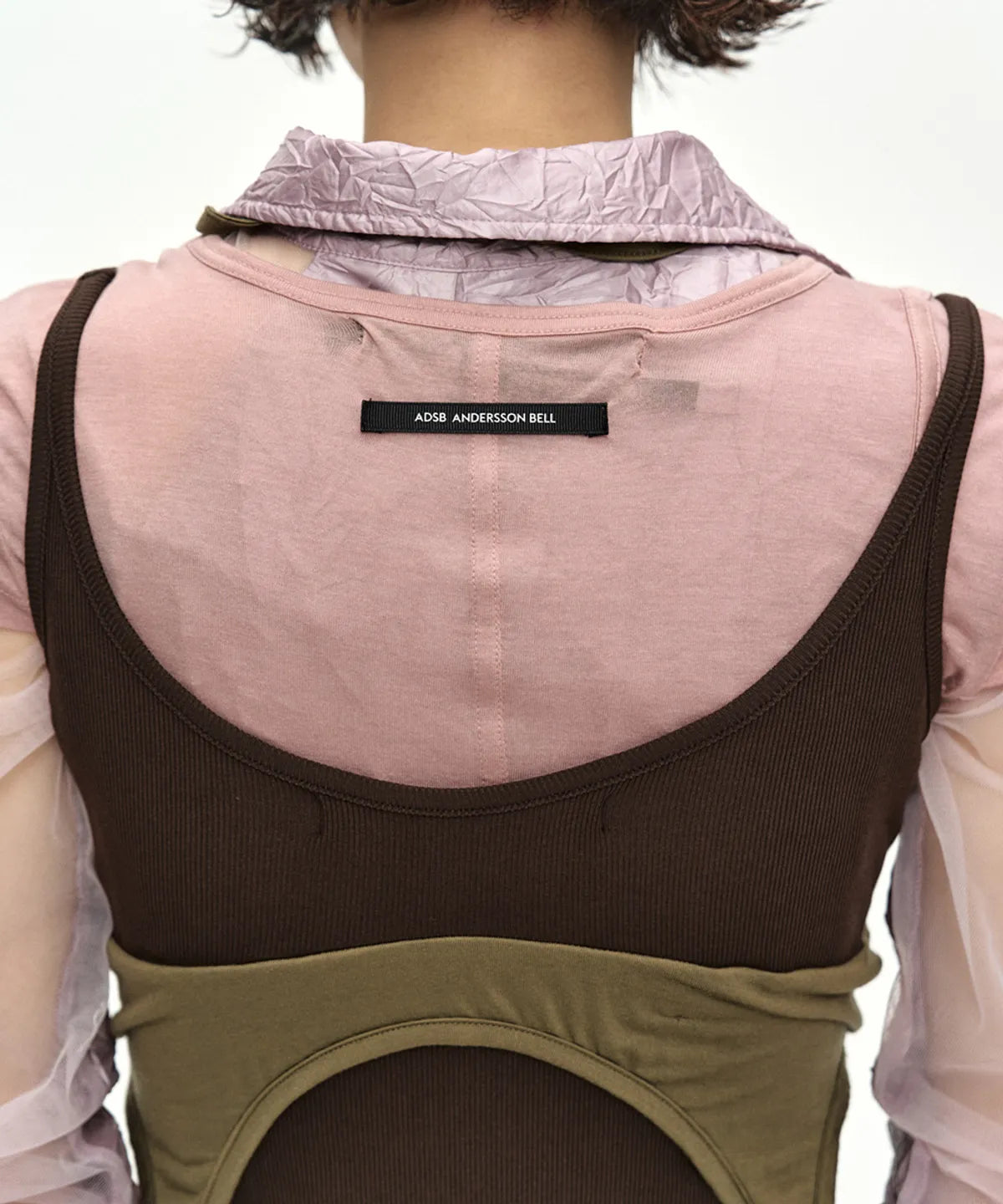 【ADSB】UPSIDE-DOWN LAYERED T-SHIRT [ PINK/BROWN / GREY/BLACK ]