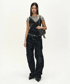 【ADSB】UPSIDE-DOWN LAYERED T-SHIRT [ PINK/BROWN / GREY/BLACK ]