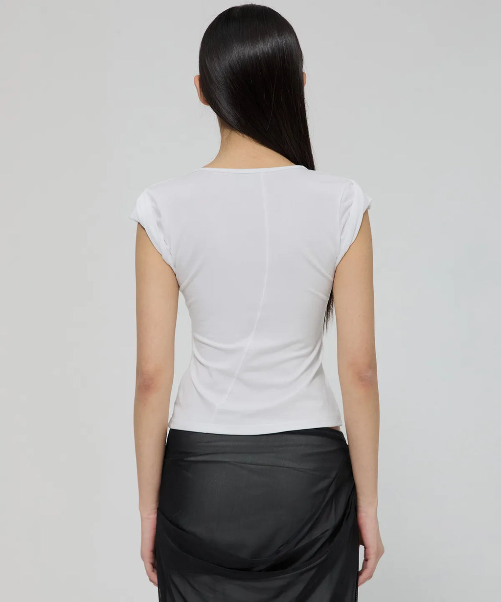【Flare up】Lace Sleeve Top [Black / White / Gray]