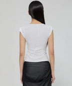 【Flare up】Lace Sleeve Top [Black / White / Gray]