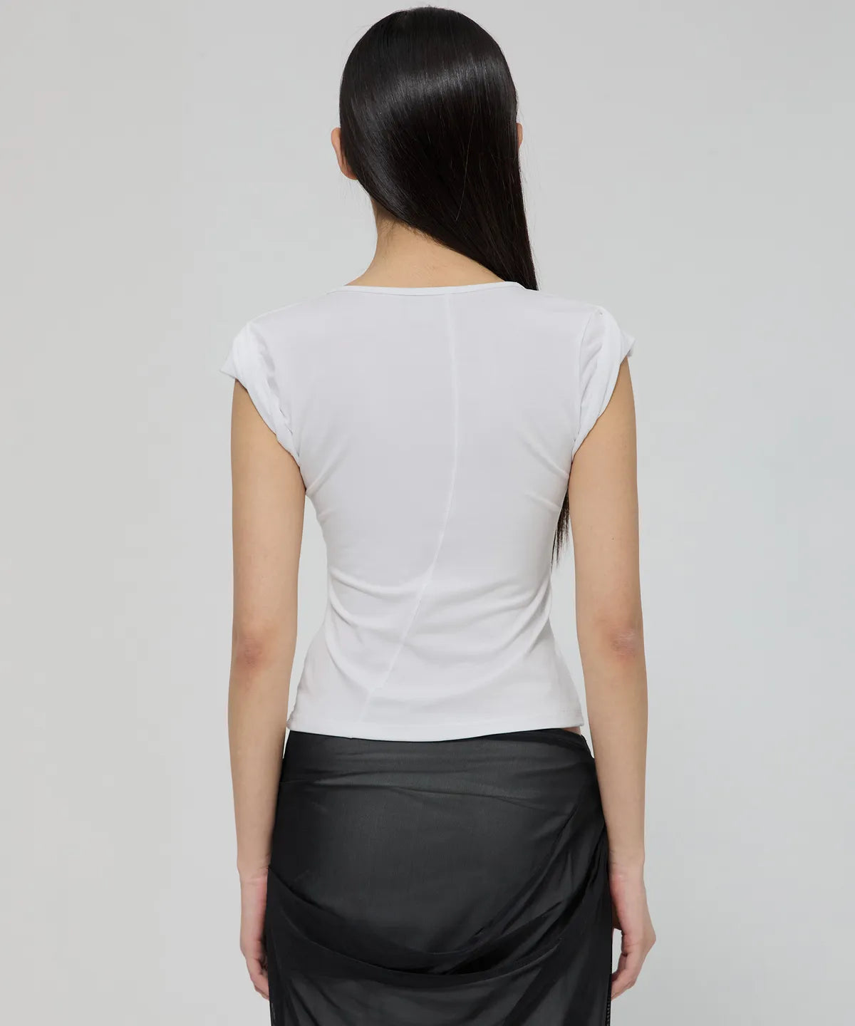 【Flare up】Lace Sleeve Top [Black / White / Gray]