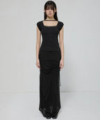 【Flare up】Lace Sleeve Top [Black / White / Gray]