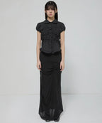 【Flare up】Cloud Puff Blouse [Black / White]