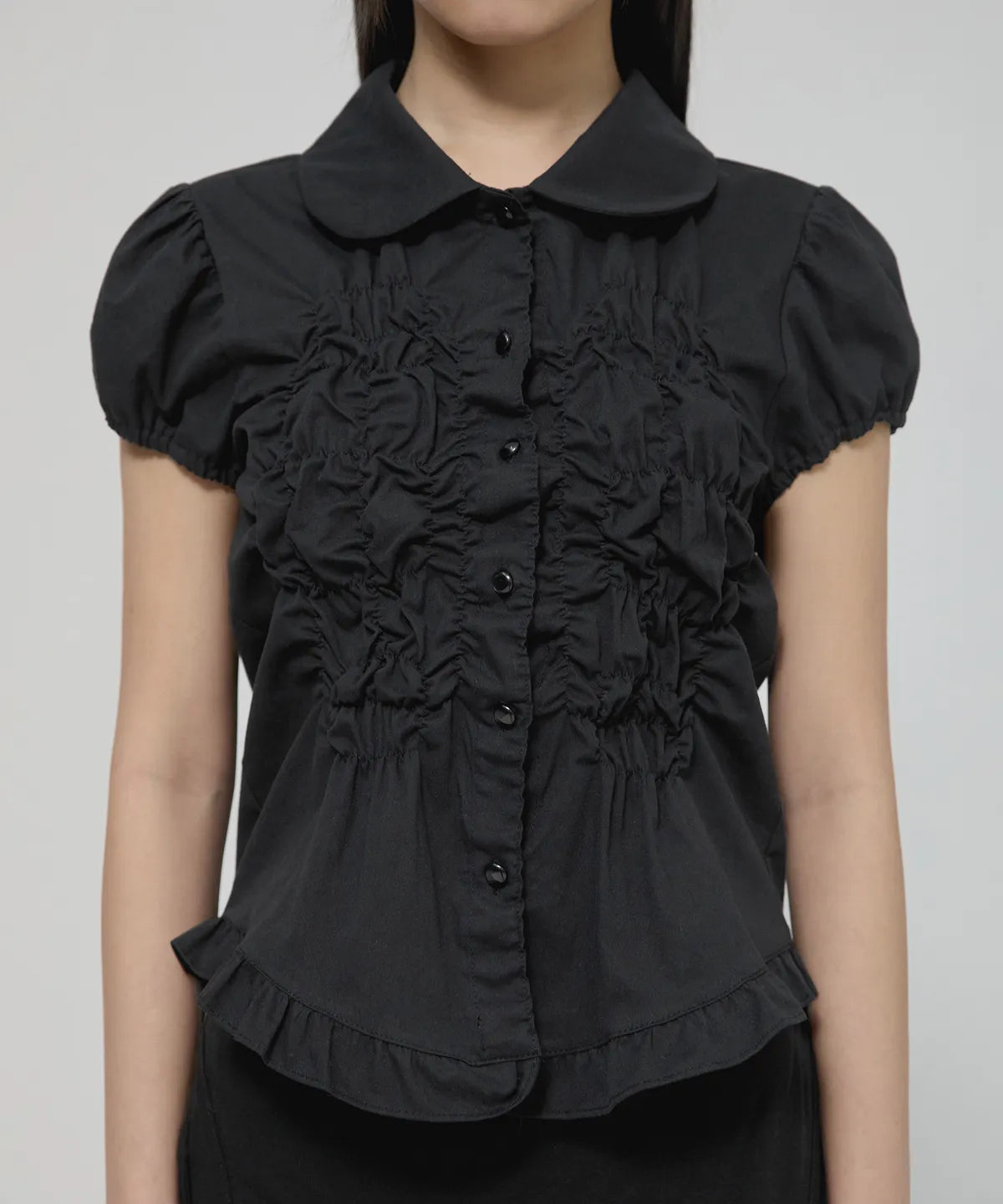 【Flare up】Cloud Puff Blouse [Black / White]