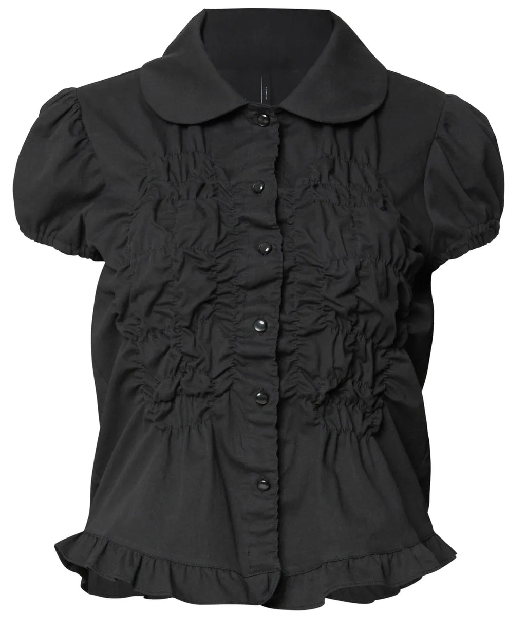 【Flare up】Cloud Puff Blouse [Black / White]