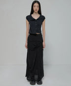 【Flare up】Paneled Half Shirts [Black / Gray]