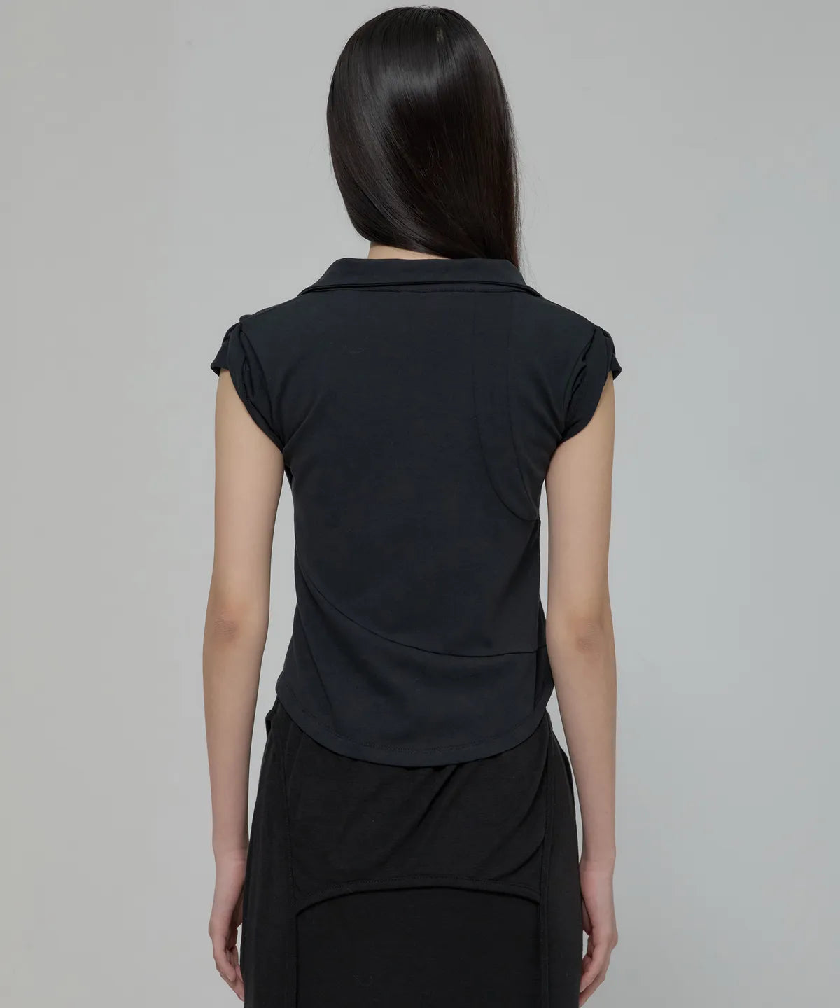 【Flare up】Paneled Half Shirts [Black / Gray]