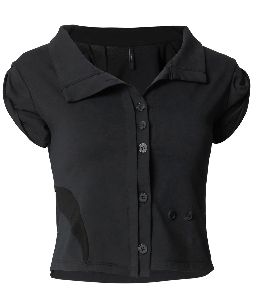 【Flare up】Paneled Half Shirts [Black / Gray]