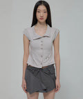 【Flare up】Paneled Half Shirts [Black / Gray]