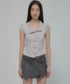 【Flare up】Paneled Half Shirts [Black / Gray]