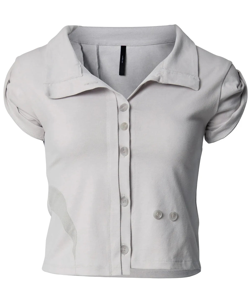 【Flare up】Paneled Half Shirts [Black / Gray]