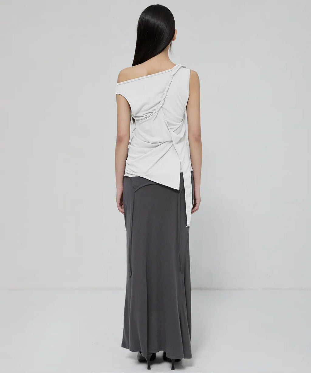 【Flare up】3-Layered Braided Sleeveless [Black / White / Gray]