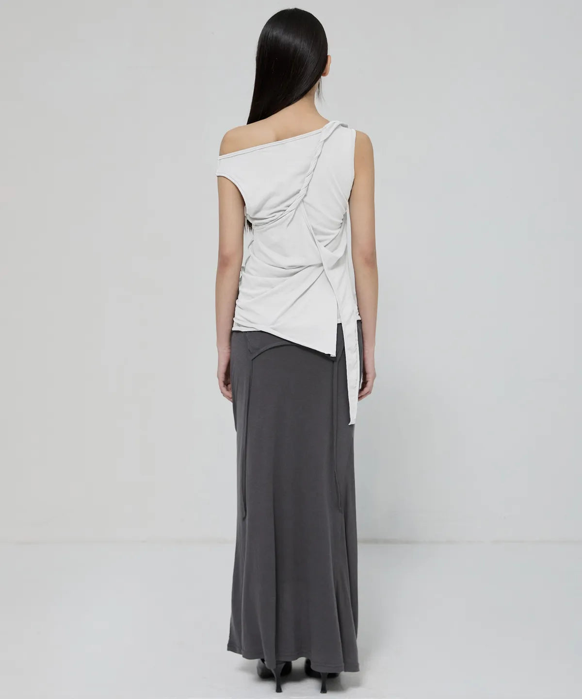 【Flare up】3-Layered Braided Sleeveless [Black / White / Gray]