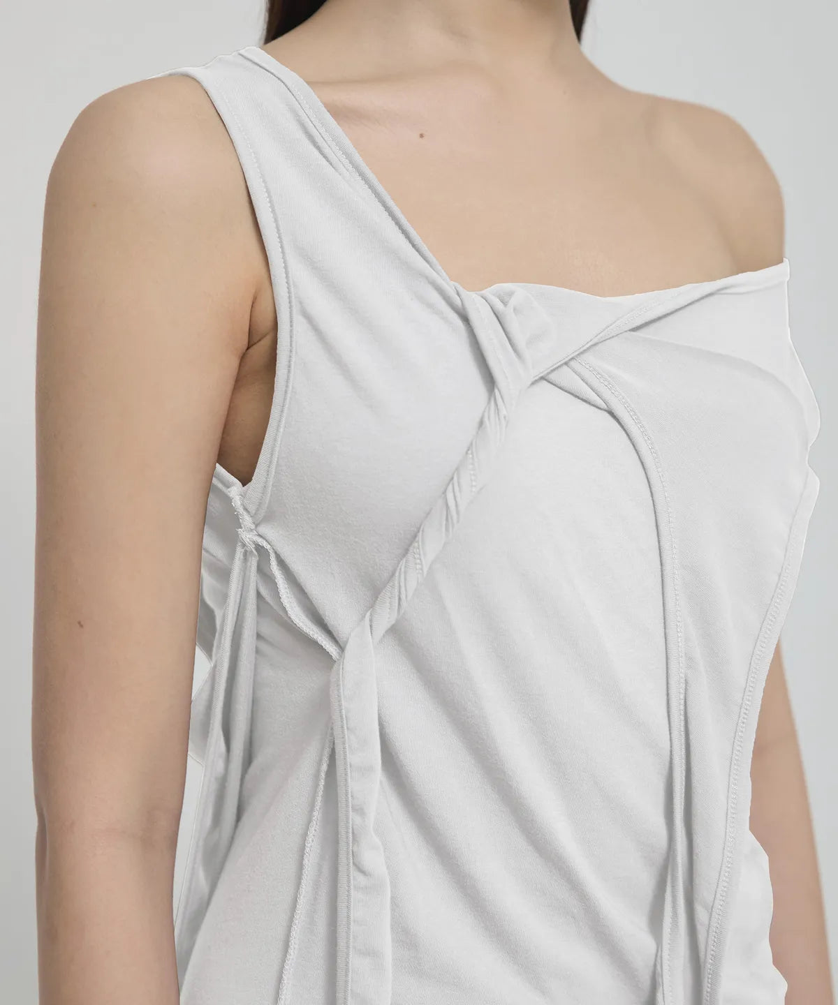 【Flare up】3-Layered Braided Sleeveless [Black / White / Gray]